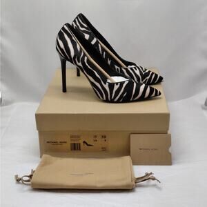 $695 NIB Michael Kors Collection Muse Runway Pumps Womens 9 Zebra Print Heels